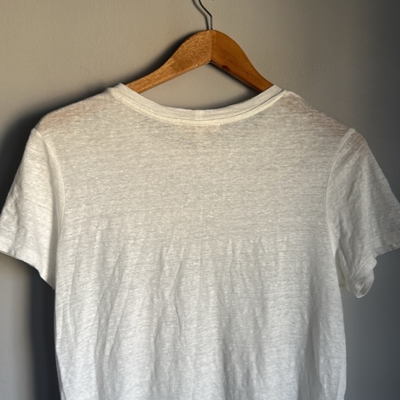 MAJE Toblo Embroidered-trim Linen T-shirt In Ecru medium - Picture 9 of 12